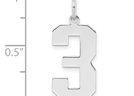 Sterling silver number 3 charm, another view