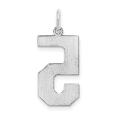 Sterling Silver/Rhodium-plated Polished Number 5 Charm, 24 x 10mm