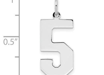 Sterling Silver/Rhodium-plated Polished Number 5 Charm (Style QPL05)
