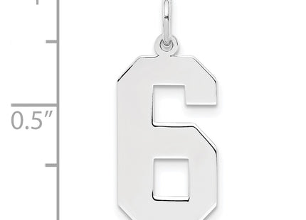 Sterling silver number 6 charm, further view