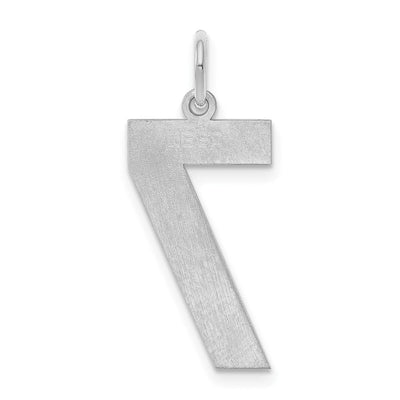Sterling Silver/Rhodium-plated Polished Number 7 Charm, 24 x 10mm