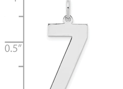 Sterling Silver/Rhodium-plated Polished Number 7 Charm (Style QPL07)