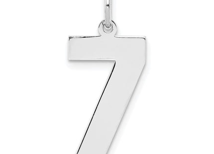 Sterling Silver/Rhodium-plated Polished Number 7 Charm (Style QPL07)