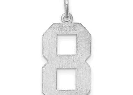Sterling silver number 8 charm, further view
