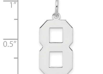 Sterling silver number 8 charm, another view