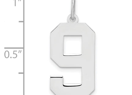 Sterling silver number 9 charm, another view