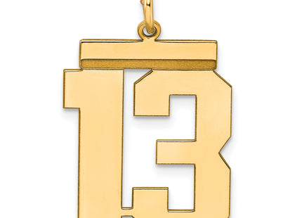 Sterling Silver/Gold-plated Polished Number 13 Charm