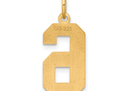 Sterling Silver/Gold-plated Satin Number 6 Charm