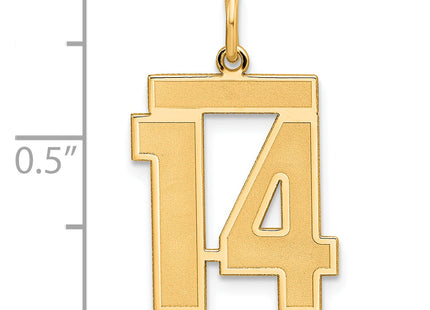 Sterling Silver/Gold-plated Satin Number 14 Charm