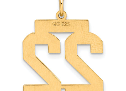 Sterling Silver/Gold-plated Satin Number 22 Charm