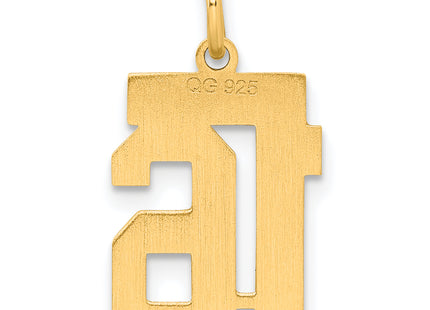 Sterling Silver/Gold-plated Satin Number 16 Charm