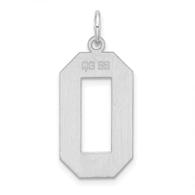 Sterling Silver/Rhodium-plated Polished Number 0 Charm, 28.02 x 12.33mm
