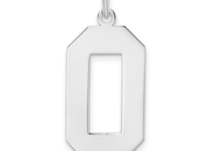 Sterling Silver/Rhodium-plated Polished Number 0 Charm (Style QPXL00)