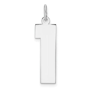 Sterling Silver/Rhodium-plated Polished Number 1 Charm (Style QPXL01)
