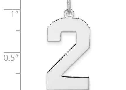 Sterling silver number 2 charm, further view