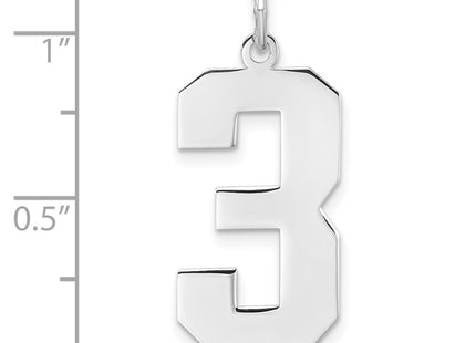 Sterling silver number 3 charm, further view
