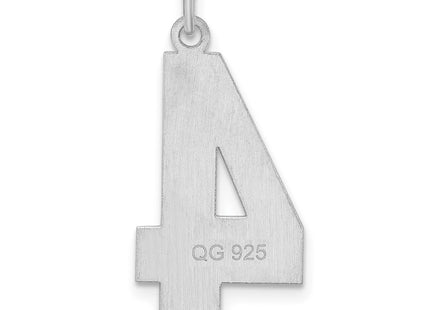 Sterling silver number 4 charm, another view