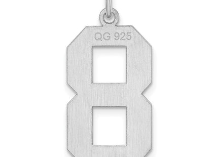 Sterling silver number 8 charm, another view