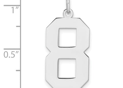 Sterling silver number 8 charm, further view