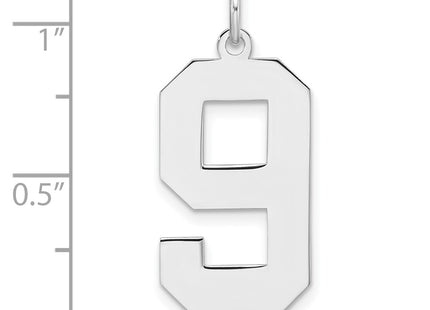 Sterling silver number 9 charm, further view