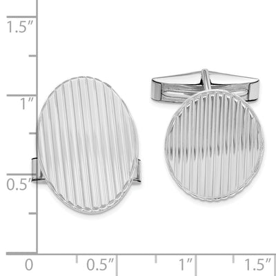 Sterling Silver Rhodium-plated Cuff Links, 23 x 16mm