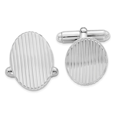 Sterling Silver Rhodium-plated Cuff Links, 23 x 16mm
