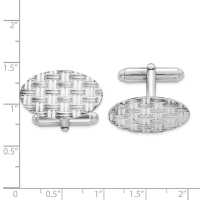 Sterling Silver Rhodium-plated Cuff Links, 22 x 15mm