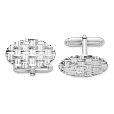 Sterling Silver Rhodium-plated Cuff Links, 22 x 15mm