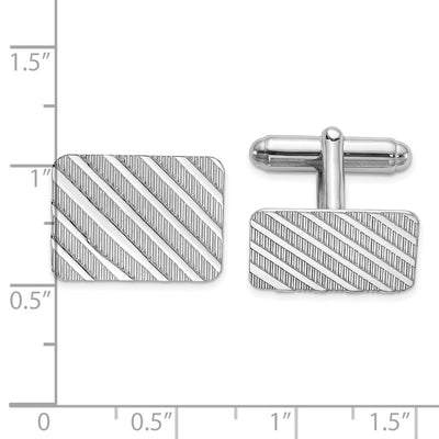 Sterling Silver Rhodium-plated Cuff Links, 23 x 22mm