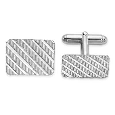 Sterling Silver Rhodium-plated Cuff Links, 23 x 22mm