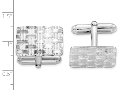 Sterling Silver Rhodium-plated Cuff Links (Style QQ181)