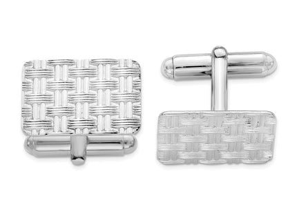 Sterling Silver Rhodium-plated Cuff Links (Style QQ181)