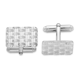 Sterling Silver Rhodium-plated Cuff Links (Style QQ181)