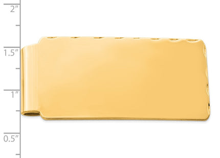 Sterling Silver Gold Plated Wide Diamond Cut Edge Money Clip, view 2