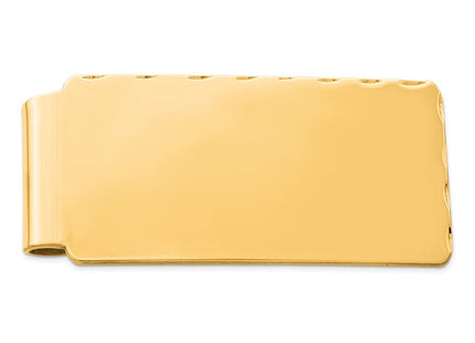 Sterling Silver Gold Plated Wide Diamond Cut Edge Money Clip