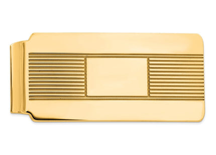 Sterling Silver Gold Plated Wide Pinstripe Money Clip
