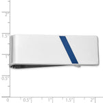 Sterling Silver Rhodium-plated Blue Enameled Money Clip view 3