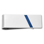 Sterling Silver Rhodium-plated Blue Enameled Money Clip view 1