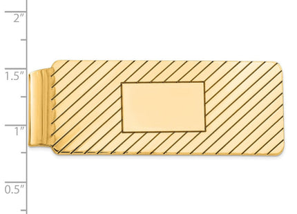 Sterling Silver Gold Plated Diagonal Stripe Money Clip, view 2