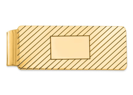 Sterling Silver Gold Plated Diagonal Stripe Money Clip