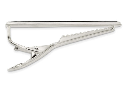Sterling Silver Polished Onyx Tie Bar (Style QQ657)
