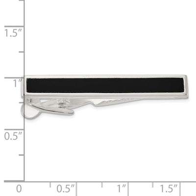 Sterling Silver Polished Onyx Tie Bar, 42 x 6.4mm