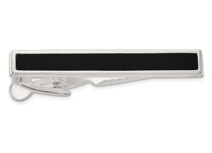 Sterling Silver Polished Onyx Tie Bar (Style QQ657)