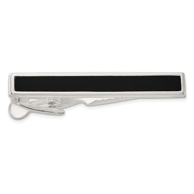 Sterling Silver Polished Onyx Tie Bar, 42 x 6.4mm