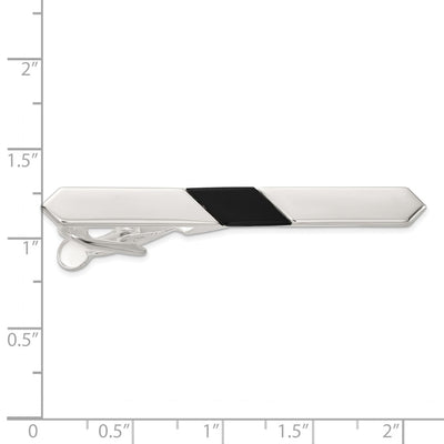 Sterling Silver Polished Onyx Tie Bar, 54.4 x 5.8mm
