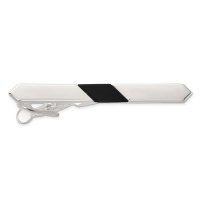 Sterling Silver Polished Onyx Tie Bar, 54.4 x 5.8mm