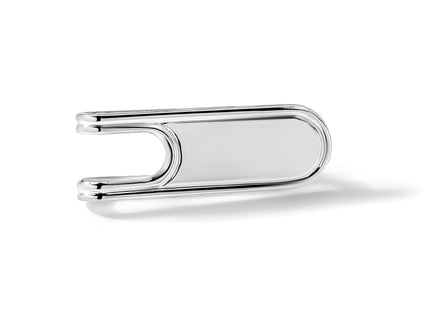 Sterling Silver Rhod-plated Polished Grooved Edge Open Back Money Clip