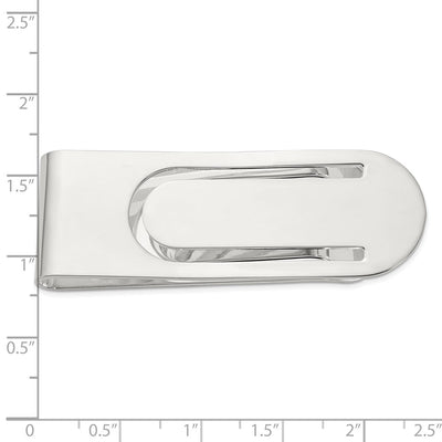 Sterling Silver Rhodium-plated Polished Money Clip, 61 x 21.5mm