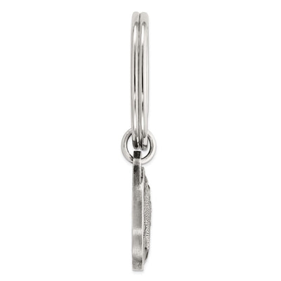 Sterling Silver Rhodium-plated Black Epoxy Bass Fish Keychain
