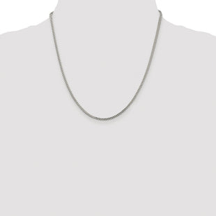 Sterling Silver Rhodium-plated D/C Square Franco Chain (Style QQF060R-20)